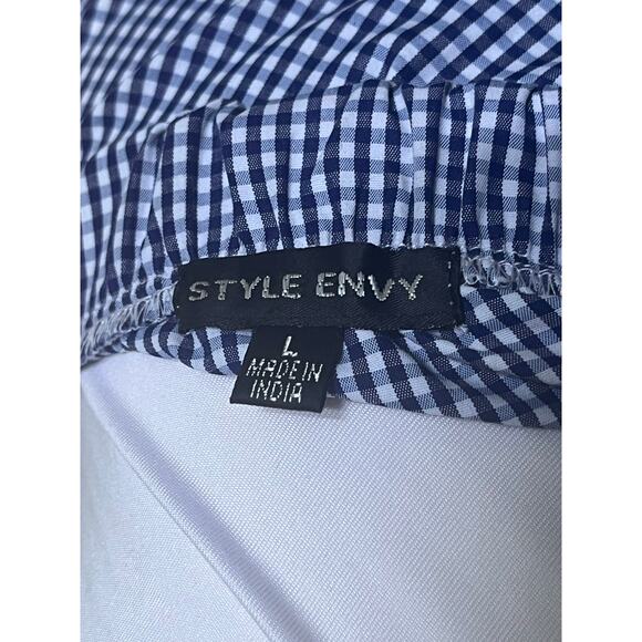 Gingham Off Shoulder Tie Front Mini Dress Beach summer vacation Large Resortwear - Picture 6 of 6